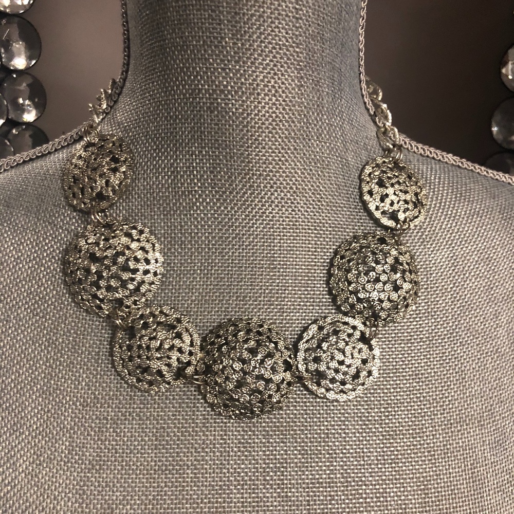 Silver Hammered Disk Necklace